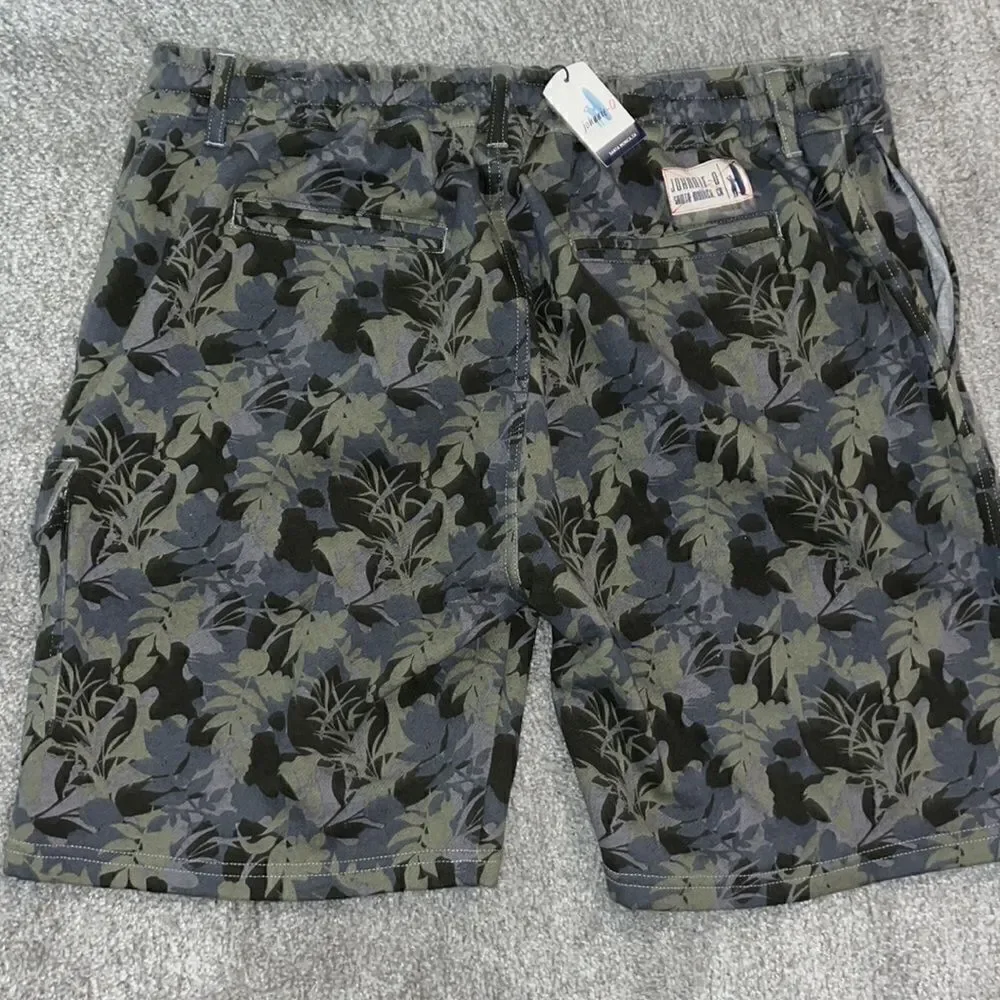 New Johnnie-O Fleece Terry cotton poly Jungle Lounger Cargo Camouflage shorts M